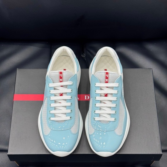 Prada Light Blue and White Sneakers
